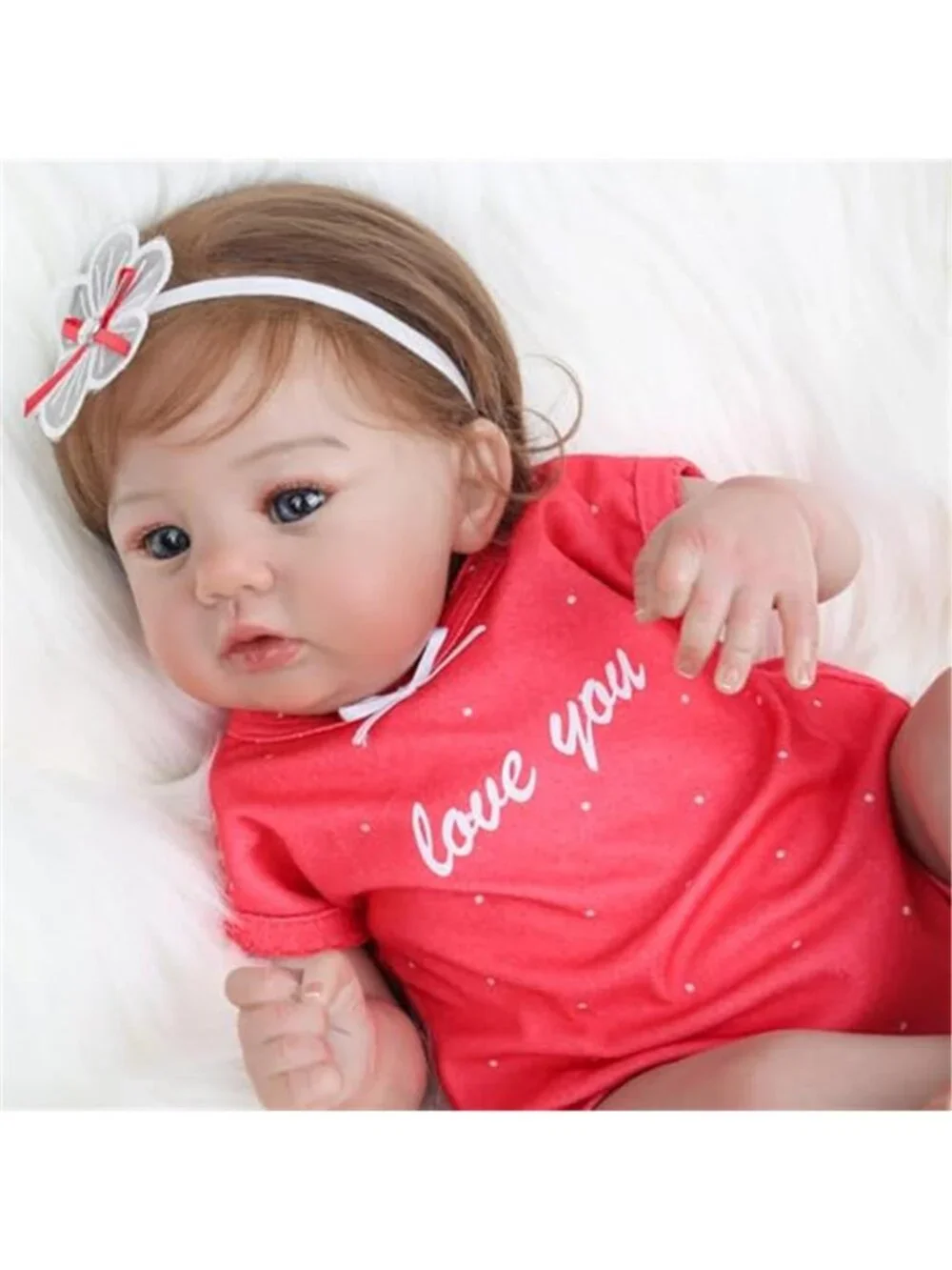18 Inch Realistic Reborn Baby Girl Doll Hand Rooted Hair Soft Weighted Body Vein